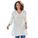 Plus Size Women's V-Neck Shaker Trapeze Sweater by Woman Within in Ivory (Size M)