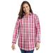 Plus Size Women's Perfect Long Sleeve Shirt by Woman Within in Raspberry Charming Plaid (Size 5X)