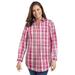 Plus Size Women's Perfect Long Sleeve Shirt by Woman Within in Raspberry Charming Plaid (Size 3X)