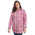 Plus Size Women's Perfect Long Sleeve Shirt by Woman Within in Raspberry Charming Plaid (Size M)