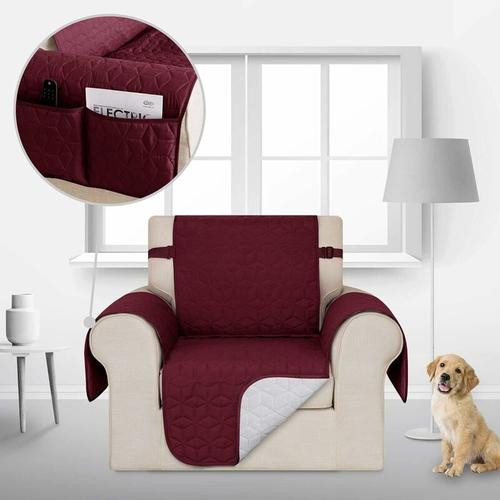 Sofabezug Sofaüberwurf für Wohnzimmer, 1 Stück, 54x190cm, 1-Sitzer, Burgund – Burgund – Deconovo