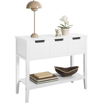 SoBuy FSB51-W Konsolentisch Beistelltisch Flurtisch mit 3 Schubladen und Fach Sideboard Weiß BHT Image