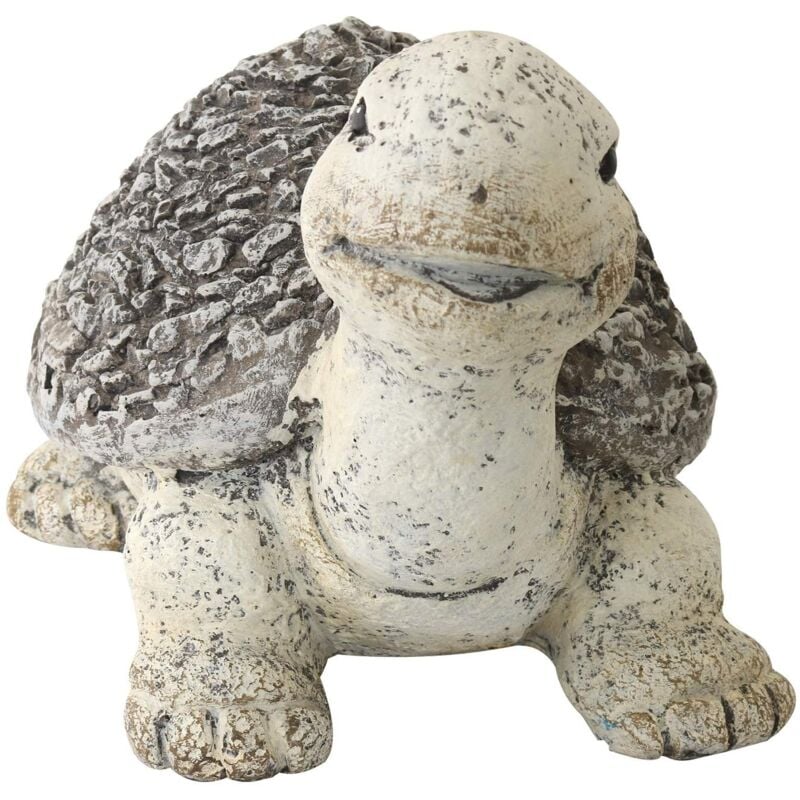 Deko Gartenfigur Schildkröte klein 32,5 cm Handarbeit Steinoptik – Braun- bunt