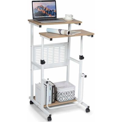 Costway - Schreibtisch höhenverstellbar 68-98 cm, Laptoptisch auf Rollen, mit Fussstütze für