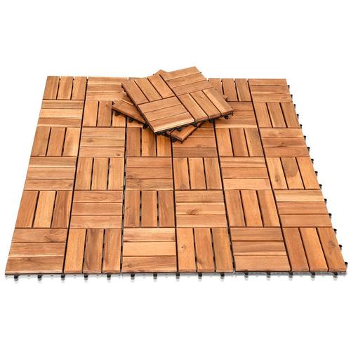 Swanew – 1m² Holzfliesen Mosaik Akazienholz Fliese 11 Stück 30×30 cm Balkonfliesen Gartenfliesen
