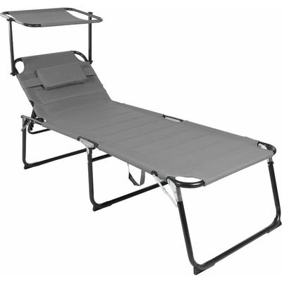 Xxl Aluminium Gartenliege mit Sonnendach - grau - Relax Sonnenliege mit Kopfkissen Image