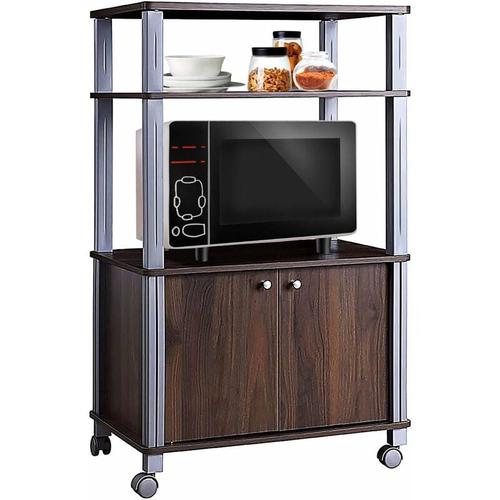 Mikrowellenregal, Mikrowelle Regal Ablage, Küchenregal auf Rollen mit 3 Schichten und Schrank,