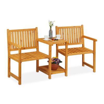 Gartenbank mit integriertem Tisch, 2-Sitzer, robuste Holz Sitzbank, Garten & Balkon, hbt: 86x161x61 Image