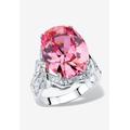 Women's Platinum-Plated Pink Cubic Zirconia Ring (13 1/4 Cttw Tdw) Jewelry by PalmBeach Jewelry in Cubic Zirconia (Size 9)