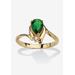 Women's Yellow Gold Plated Simulated Birthstone And Round Crystal Ring Jewelry by PalmBeach Jewelry in Emerald (Size 10)