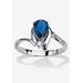 Women's Silvertone Simulated Pear Cut Birthstone And Round Crystal Ring Jewelry by PalmBeach Jewelry in Sapphire (Size 5)