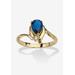 Women's Yellow Gold Plated Simulated Birthstone And Round Crystal Ring Jewelry by PalmBeach Jewelry in Sapphire (Size 8)