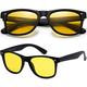 Polarspex Mens Sunglasses - Retro Sunglasses for Men, Polarized Sunglasses for Womens - Cool Shades for Driving, Fishing, Matte Black | Night Driving Yellow, One size