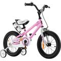 RoyalBaby Freestyle Kinderfahrrad Jungen Mädchen mit Hand- und Rücktrittbremse Fahrrad 12 Zoll Rosa