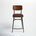 Birch Lane™ Milos Counter Stool Upholstered/Leather/Metal/Genuine Leather in Black/Brown/Yellow | 39.5 H x 17 W x 22 D in | Wayfair