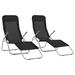 Arlmont & Co. Deckchairs Outdoor Lounge Chairs Folding Sunlounger Sunbed PVC-coated polyester Metal in Gray/Black | Wayfair