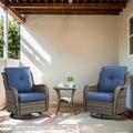 Red Barrel Studio® Carolina Ourdoor Wicker Swivel Rocker Seating Group w/ Cushions Metal/Rust - Resistant Metal in Blue | Outdoor Furniture | Wayfair