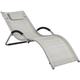 OGS38-HG Transat de Jardin Chaise Longue Bain de Soleil avec Appui-tête- Charge Max 120 kg, Gris