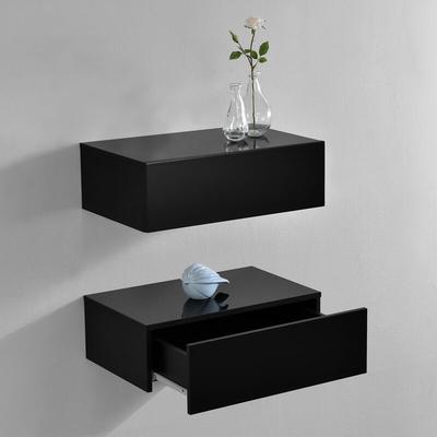 Wandregal Oslo 2er Set 46x30x15cm Schwarz Hochglanz [en.casa] Image