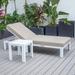 LeisureMod Chelsea White Chaise Lounge Chair W/ Cushions & Side Table