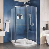 Dreamline Prism 36 Inch x 74-3/4 Inch Frameless Neo Angle Pivot Shower Enclosure in Chrome with White Base Kit DL-6030-01