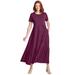 Plus Size Women's Short-Sleeve Tiered Dress by Woman Within in Deep Claret (Size 42/44)