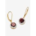 Women's Gold Over Silver Halo Drop Earrings, Red Garnet And Diamond Accent Jewelry by PalmBeach Jewelry in Garnet