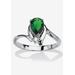Women's Silvertone Simulated Pear Cut Birthstone And Round Crystal Ring Jewelry by PalmBeach Jewelry in Emerald (Size 5)