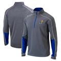 Men's Columbia Heathered Gray/Royal Kansas Jayhawks Omni-Wick Shotgun 2.0 Quarter-Zip Pullover Top