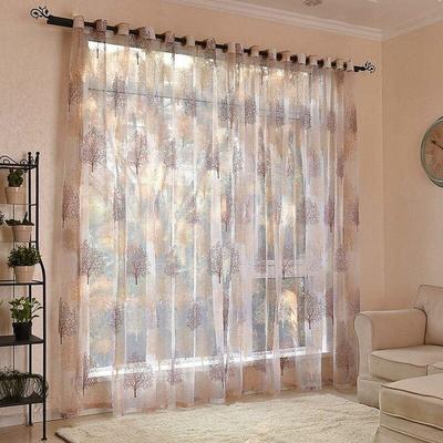 Embroidery Sheer Eyelet Curtains Window Curtain Semi Voile Drapes Panels for Living Room Bedroom