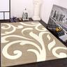 Designer Teppich mit Konturenschnitt Modern Beige Creme 80x300 cm - Paco Home