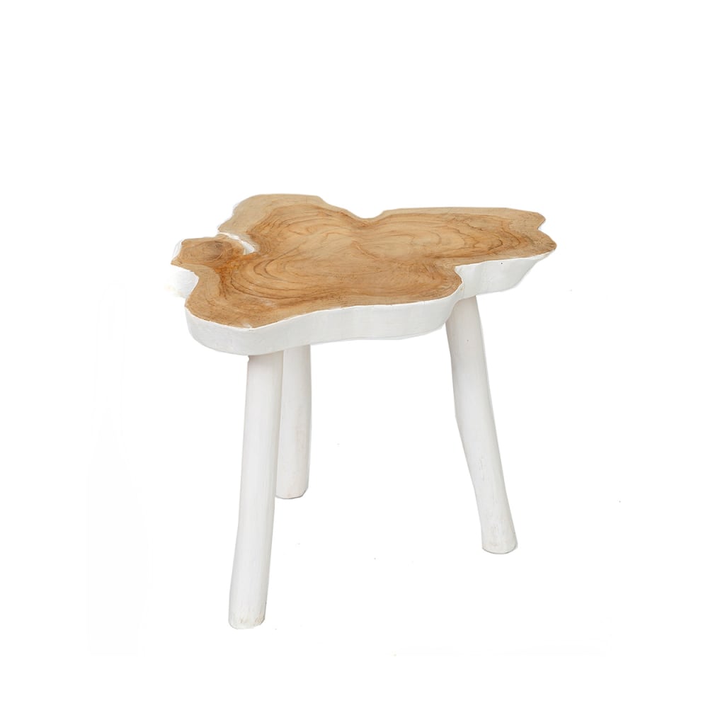 Table d’appoint en bois de teck blanc naturel 45x45x40 cm