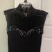 Free People Tops | Euc Free People Black/Blue Beaded Lace High Neck Sleeveless Blouse (Xs) | Color: Black/Blue | Size: Xs