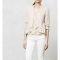 Anthropologie Jackets & Coats | Anthropologie Cartonnier Women's Size S Blush Pink Ruffled Hem Open Front Blazer | Color: Pink | Size: S