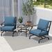 Red Barrel Studio® Palm City 3 Piece Seating Group w/ Cushions Metal in Blue | Outdoor Furniture | Wayfair 2DB1214E89B7491980652A719CBF0FDE