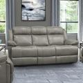 Lark Manor™ Milladore 86" Genuine Leather Pillow Top Arm Reclining Sofa in Gray | 41.5 H x 86 W x 40.5 D in | Wayfair