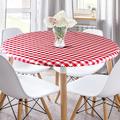 Gracie Oaks Vinyl Picnic Fited Tableclth Round Black 60 Inch Plastic/Vinyl in Red | 60 W x 60 D in | Wayfair ABB69BB3E5CE4BDB9B97FC1CBF695C0C