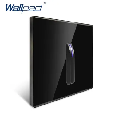 Wallpad – bouton de Piano en verre noir avec indicateur LED bleu interrupteur et prise électrique