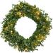 Fraser Hill Farm 24-inch Boxwood Green Christmas Decor Square Wreath with Warm White LED Lights - 2 Foot