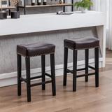 Counter Height 29" Bar Stools for Kitchen Counter Backless Faux Leather Stools Farmhouse Island Chairs