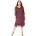 Plus Size Women's Shirred Lace Flounce Dress by Catherines in Midnight Berry (Size 0X)