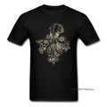 Steampunk poulpe T Shirt hommes haut T-shirts classique noir t-shirt été automne manches courtes col