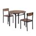 3-Piece Round Dining Table Set with Drop Leaf and 2 Chairs