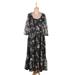 Romantic Revival in Black,'Chiffon Shift Dress with Floral Motif'