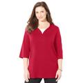 Plus Size Women's Suprema® Y-Neck Duet Tee by Catherines in Classic Red (Size 1X)