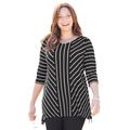 Plus Size Women's Streamline Two-Point Tunic by Catherines in Black Stripe (Size 4X)