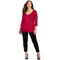 Plus Size Women's Curvy Collection Wrap Front Top by Catherines in Classic Red (Size 2X)