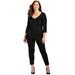 Plus Size Women's Curvy Collection Wrap Front Top by Catherines in Black (Size 0X)