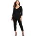 Plus Size Women's Curvy Collection Wrap Front Top by Catherines in Black (Size 2XWP)