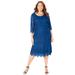 Plus Size Women's Shirred Lace Flounce Dress by Catherines in Ultra Blue (Size 2X)